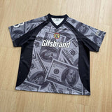 DAXUEN Oversized V-neck T-shirt with money print