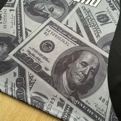 DAXUEN Oversized V-neck T-shirt with money print