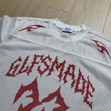 DAXUEN Oversized mesh jersey T-shirt with gothic graphics