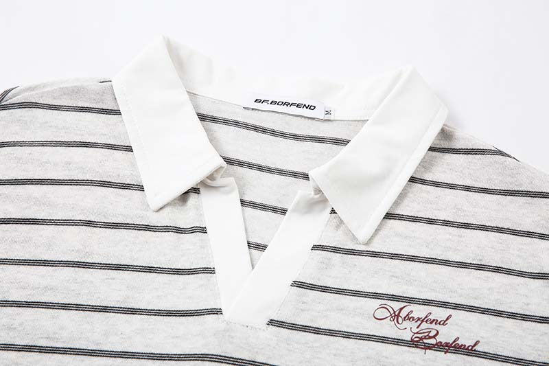 DAXUEN Relaxed fit short-sleeved striped polo shirt