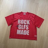 DAXUEN Oversized mesh short-sleeve V-neck T-shirt