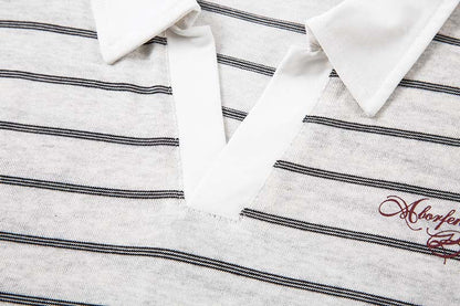 DAXUEN Relaxed fit short-sleeved striped polo shirt