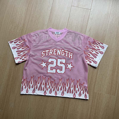 DAXUEN Relaxed fit short-sleeve mesh jersey with flame graphics