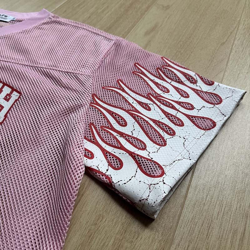 DAXUEN Relaxed fit short-sleeve mesh jersey with flame graphics