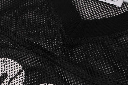DAXUEN Oversized mesh short-sleeve V-neck T-shirt
