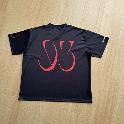 DAXUEN Oversized black graphic V-neck T-shirt with canine print