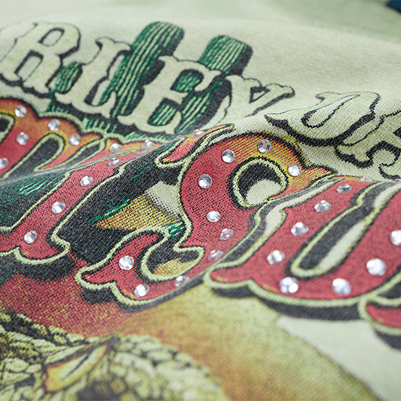 DAXUEN Oversized vintage graphic t-shirt with snake and skull design