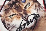 DAXUEN White short-sleeved T-shirt with cat graphic and colour blocking