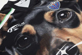 DAXUEN Short-sleeve athletic V-neck T-shirt with dog graphic