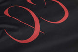 DAXUEN Oversized black graphic V-neck T-shirt with canine print