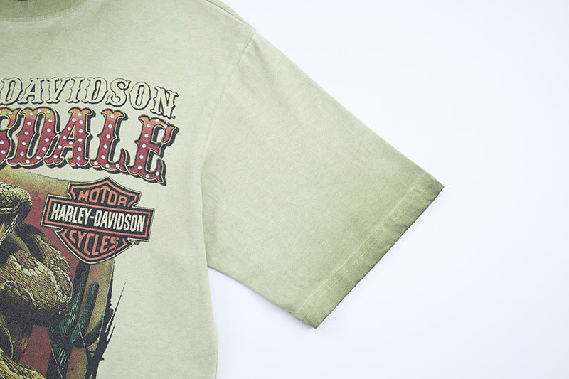 DAXUEN Oversized vintage graphic t-shirt with snake and skull design
