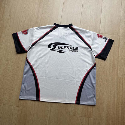 DAXUEN White short-sleeved T-shirt with cat graphic and colour blocking
