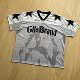 DAXUEN Distressed V-neck short sleeve top with graphic print