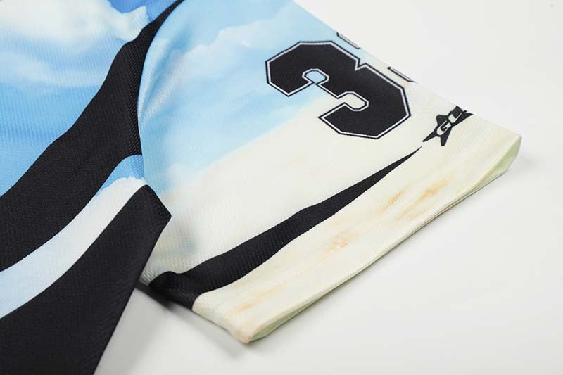DAXUEN Sky blue short-sleeved graphic t-shirt featuring a dog