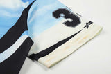 DAXUEN Sky blue short-sleeved graphic t-shirt featuring a dog