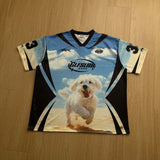 DAXUEN Sky blue short-sleeved graphic t-shirt featuring a dog