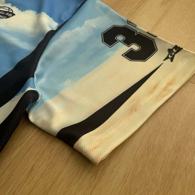 DAXUEN Sky blue short-sleeved graphic t-shirt featuring a dog