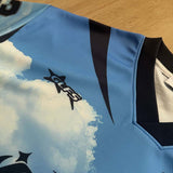 DAXUEN Sky blue short-sleeved graphic t-shirt featuring a dog