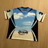 DAXUEN Sky blue short-sleeved graphic t-shirt featuring a dog
