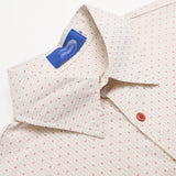 DAXUEN Beige short-sleeved button-up shirt with polka dots
