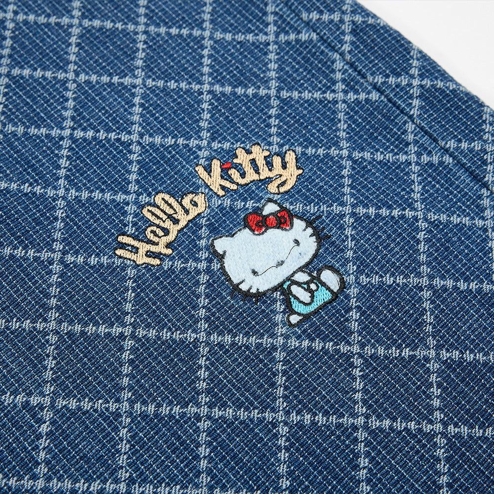 DAXUEN Playful cat embroidered denim overalls