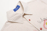 DAXUEN Beige short-sleeved button-up shirt with polka dots