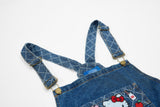 DAXUEN Playful cat embroidered denim overalls