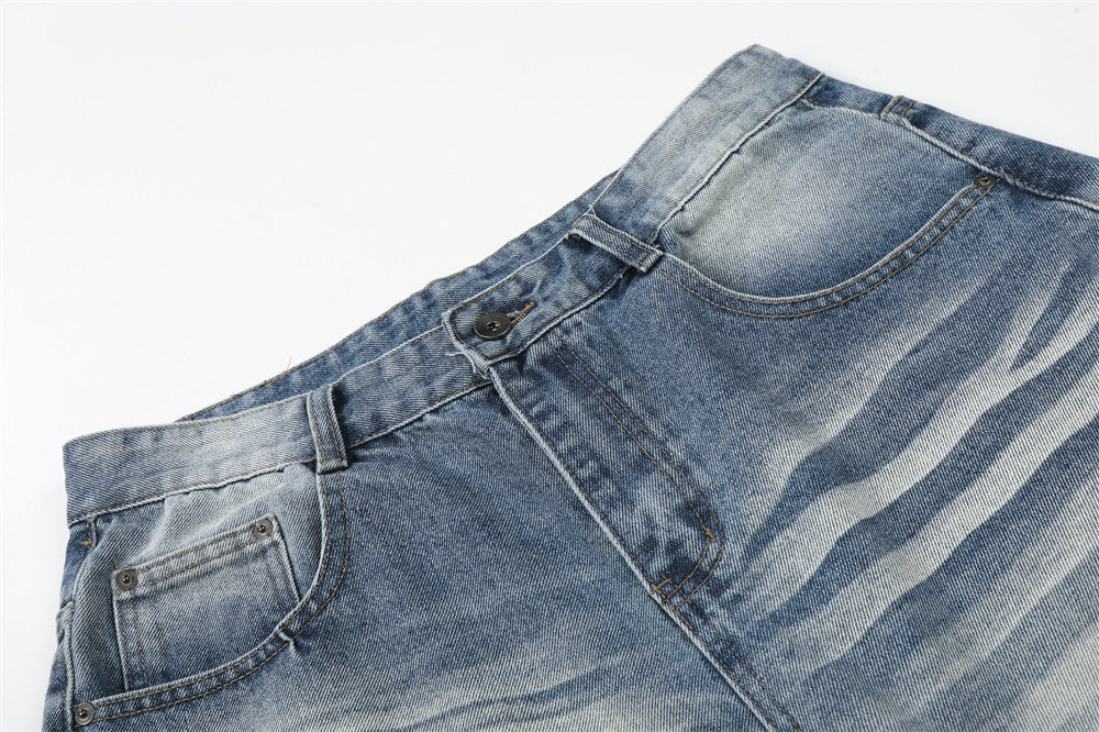 DAXUEN Light blue wide-leg denim culotte shorts