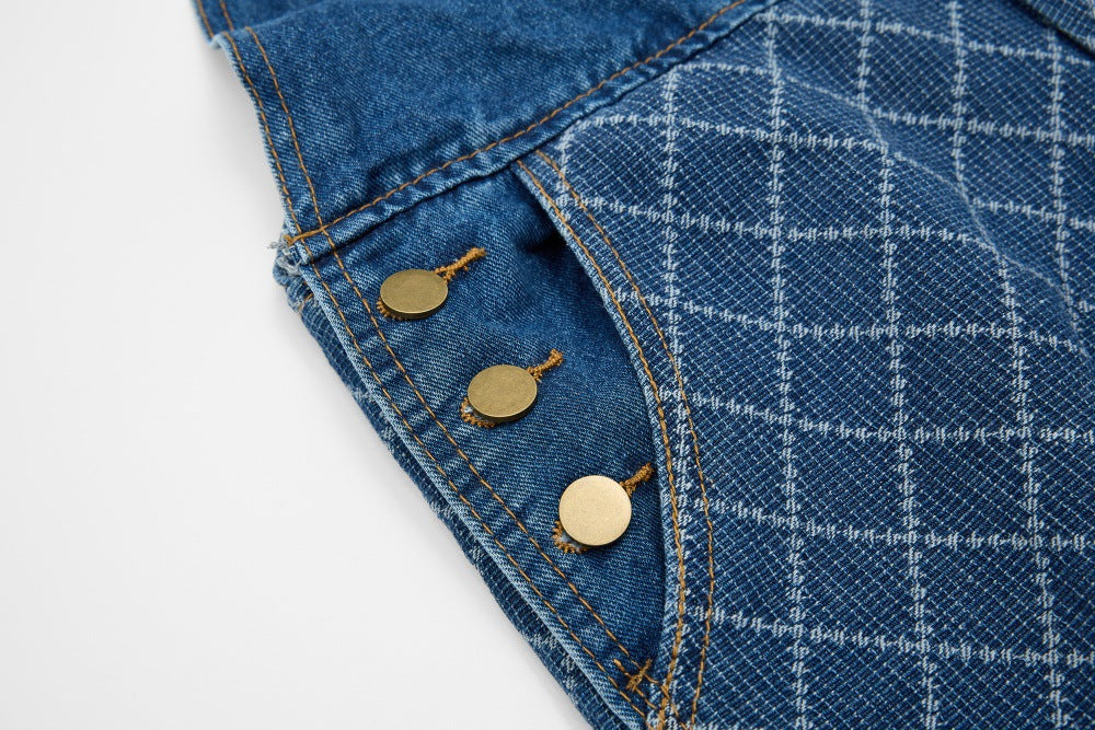 DAXUEN Playful cat embroidered denim overalls