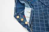 DAXUEN Playful cat embroidered denim overalls