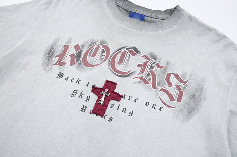 DAXUEN Distressed oversized short-sleeved t-shirt with graphics