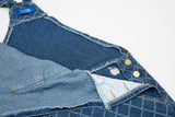 DAXUEN Playful cat embroidered denim overalls