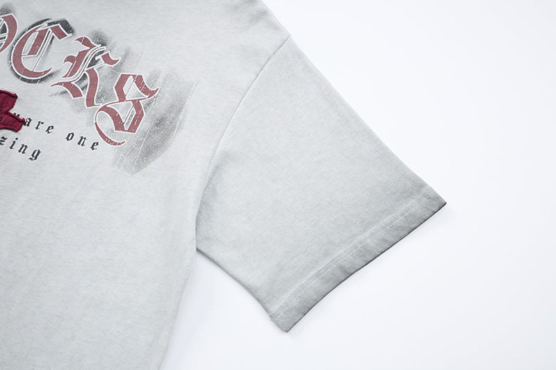 DAXUEN Distressed oversized short-sleeved t-shirt with graphics