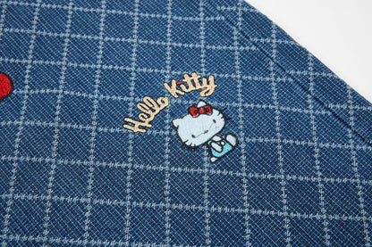 DAXUEN Playful cat embroidered denim overalls