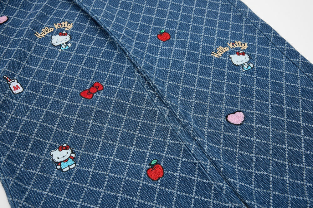 DAXUEN Playful cat embroidered denim overalls