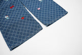 DAXUEN Playful cat embroidered denim overalls