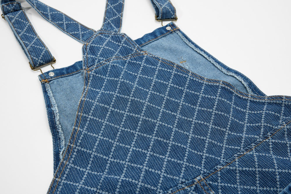 DAXUEN Playful cat embroidered denim overalls