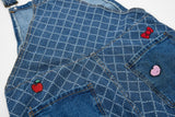 DAXUEN Playful cat embroidered denim overalls