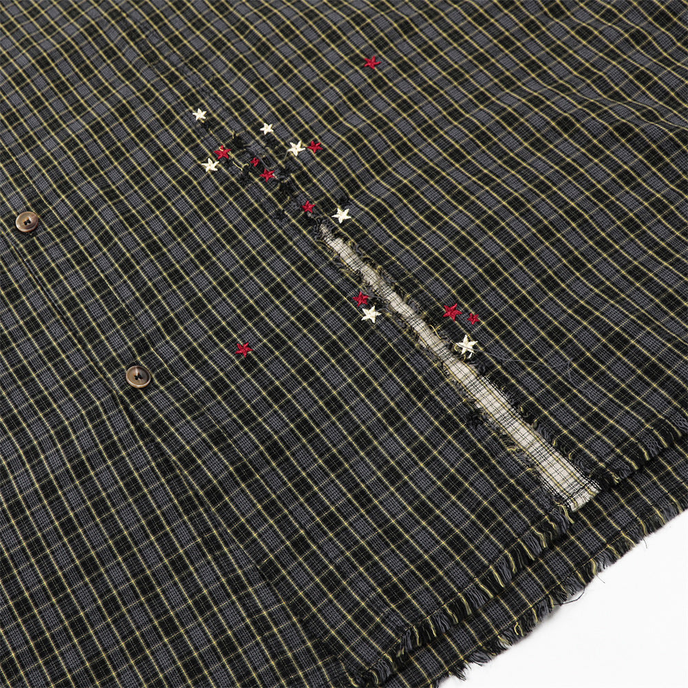 DAXUEN Oversized plaid button-up shirt with frayed edges