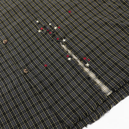 DAXUEN Oversized plaid button-up shirt with frayed edges