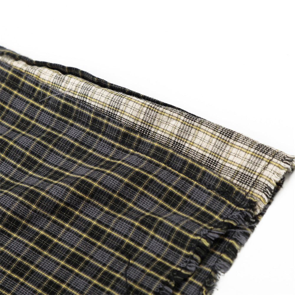 DAXUEN Oversized plaid button-up shirt with frayed edges