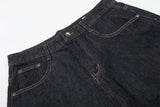 DAXUEN Dark indigo blue wide-leg cropped denim culottes