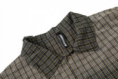 DAXUEN Oversized plaid button-up shirt with frayed edges