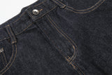 DAXUEN Dark indigo blue wide-leg cropped denim culottes