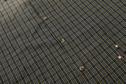 DAXUEN Oversized plaid button-up shirt with frayed edges