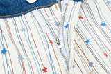 DAXUEN Wide-leg striped pants with patches and embroidery