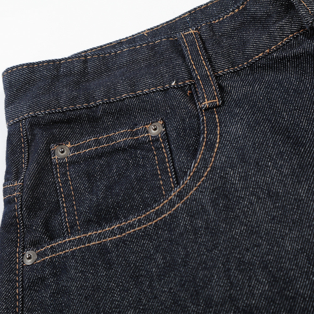DAXUEN Dark indigo blue wide-leg cropped denim culottes