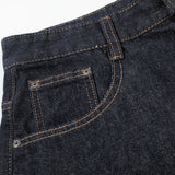 DAXUEN Dark indigo blue wide-leg cropped denim culottes