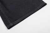 DAXUEN Dark indigo blue wide-leg cropped denim culottes