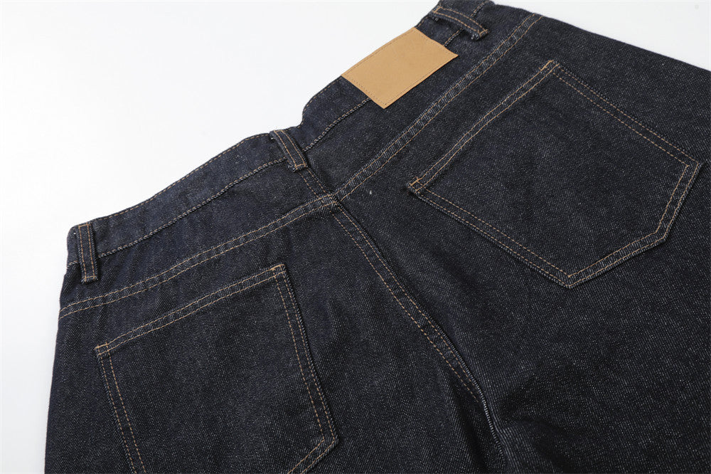 DAXUEN Dark indigo blue wide-leg cropped denim culottes